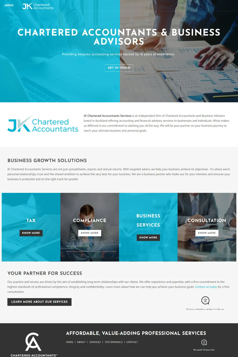 Web Design portfolio - JK Chartered Accountants