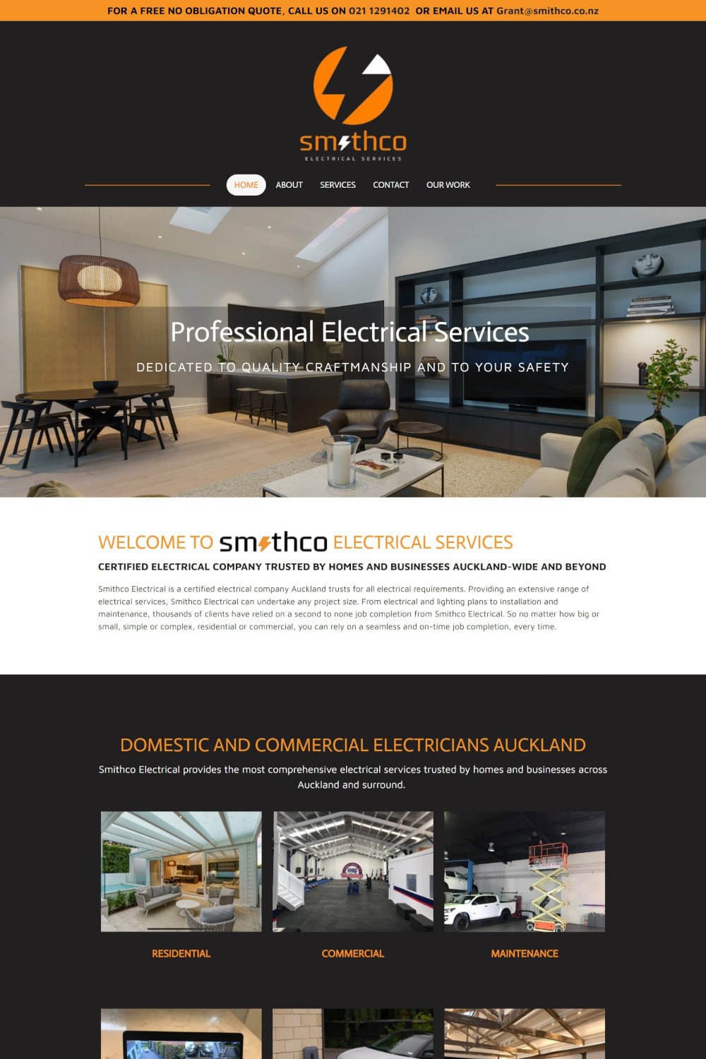 Web Design portfolio - Smithco Electrical
