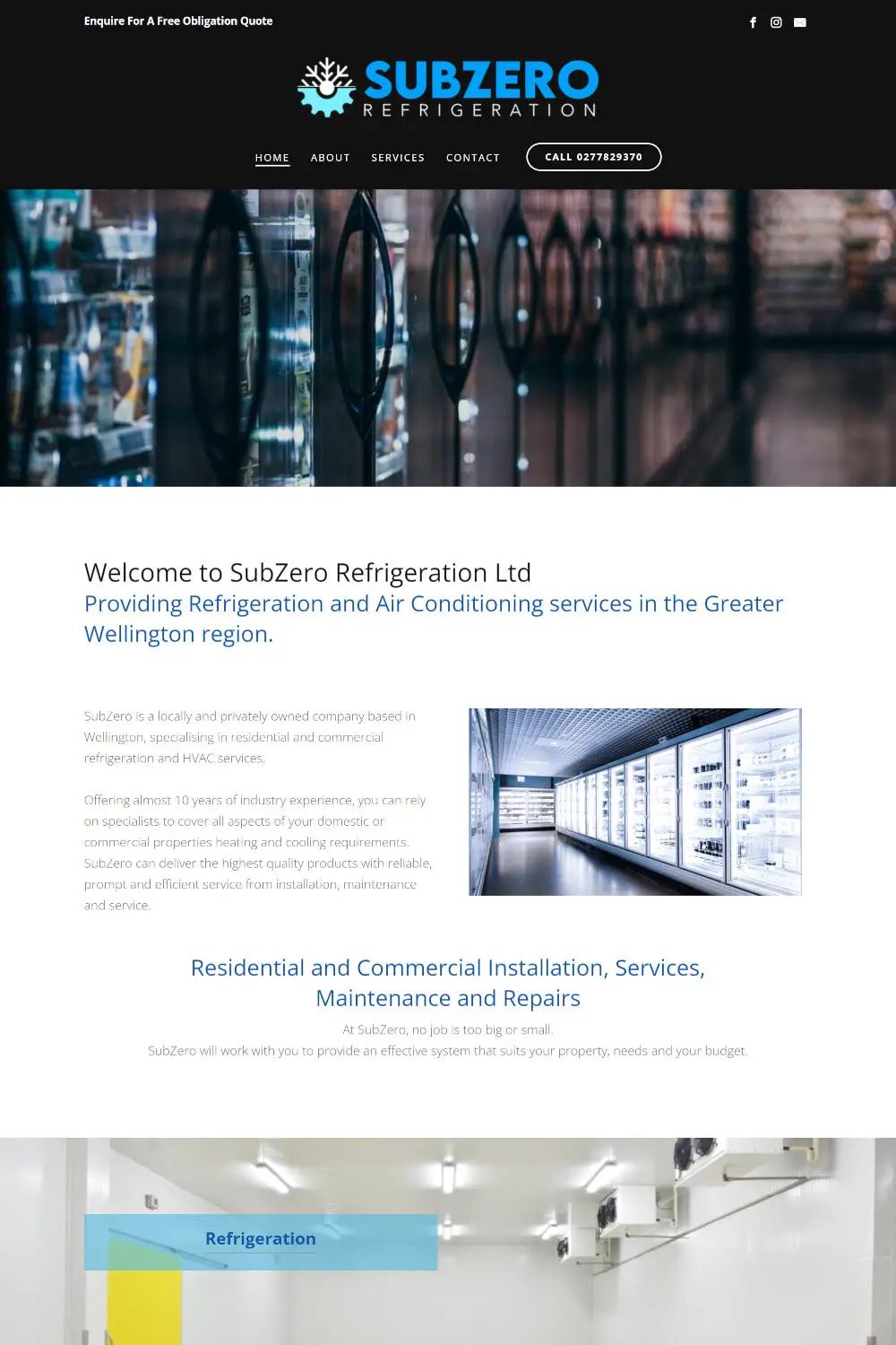 Web Design portfolio - SubZero Refrigeration