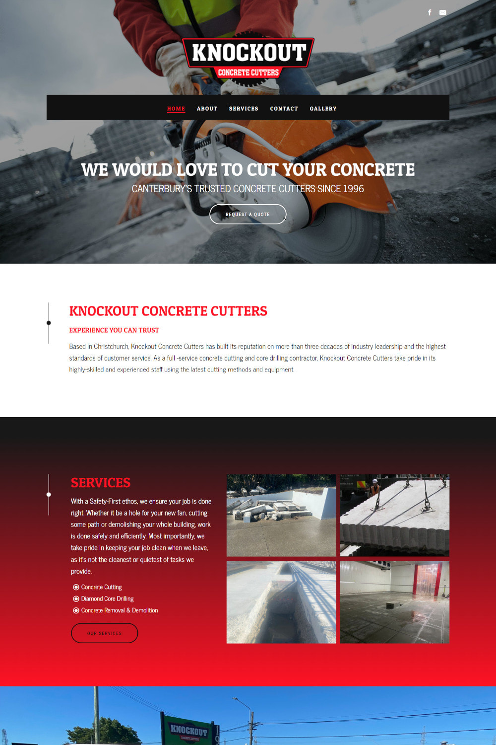 Web Design portfolio - Knockout Concrete Cutters