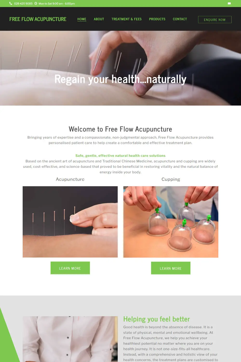 Web Design portfolio - Free Flow Acupuncture