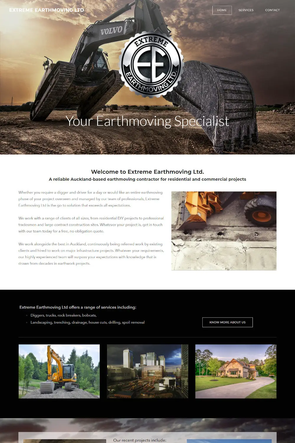 Web Design portfolio - Extreme Earthmoving