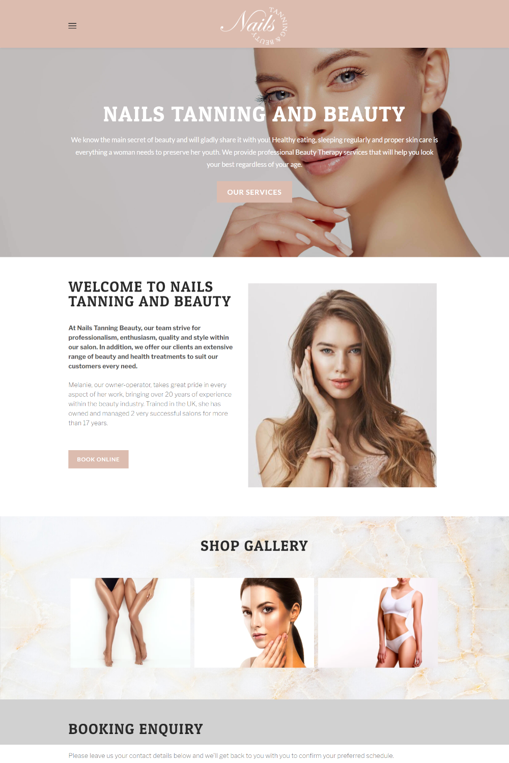 Web Design portfolio - Nails Tanning and Beauty