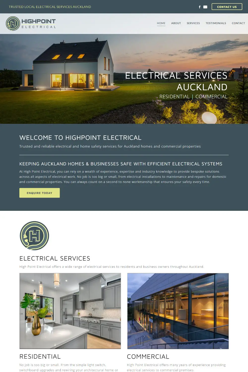 Web Design portfolio - High Point Electrical